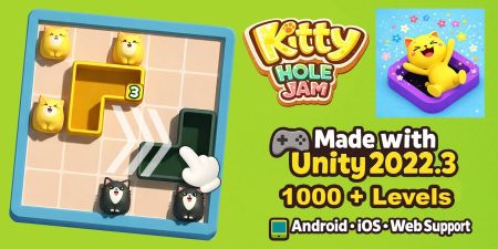 Kitty Hole Jam Unity Source Code – 1000+ Levels Premium Cat Puzzle Game