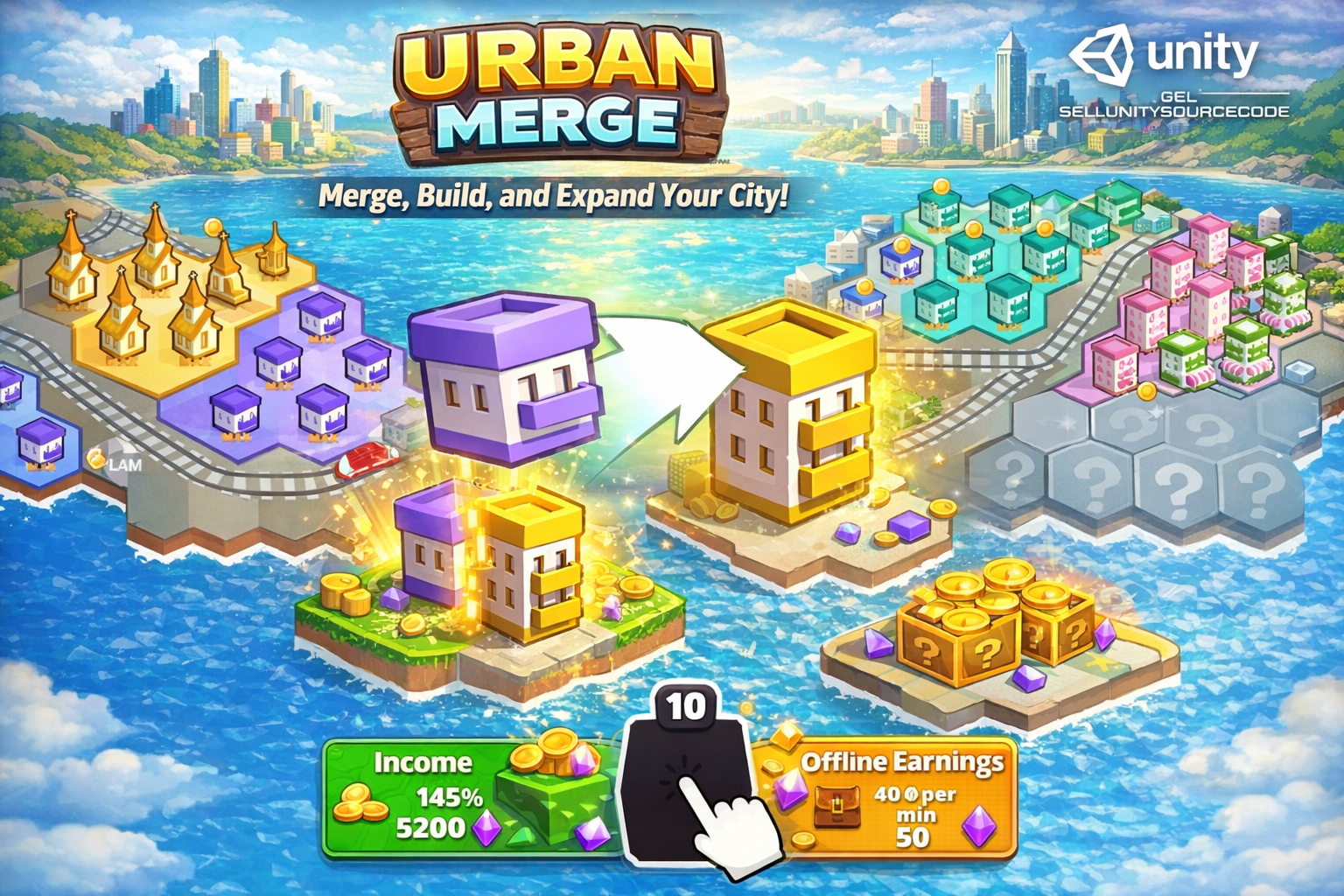 Urban Merge Unity Source Code – Premium Merge & City Building Game