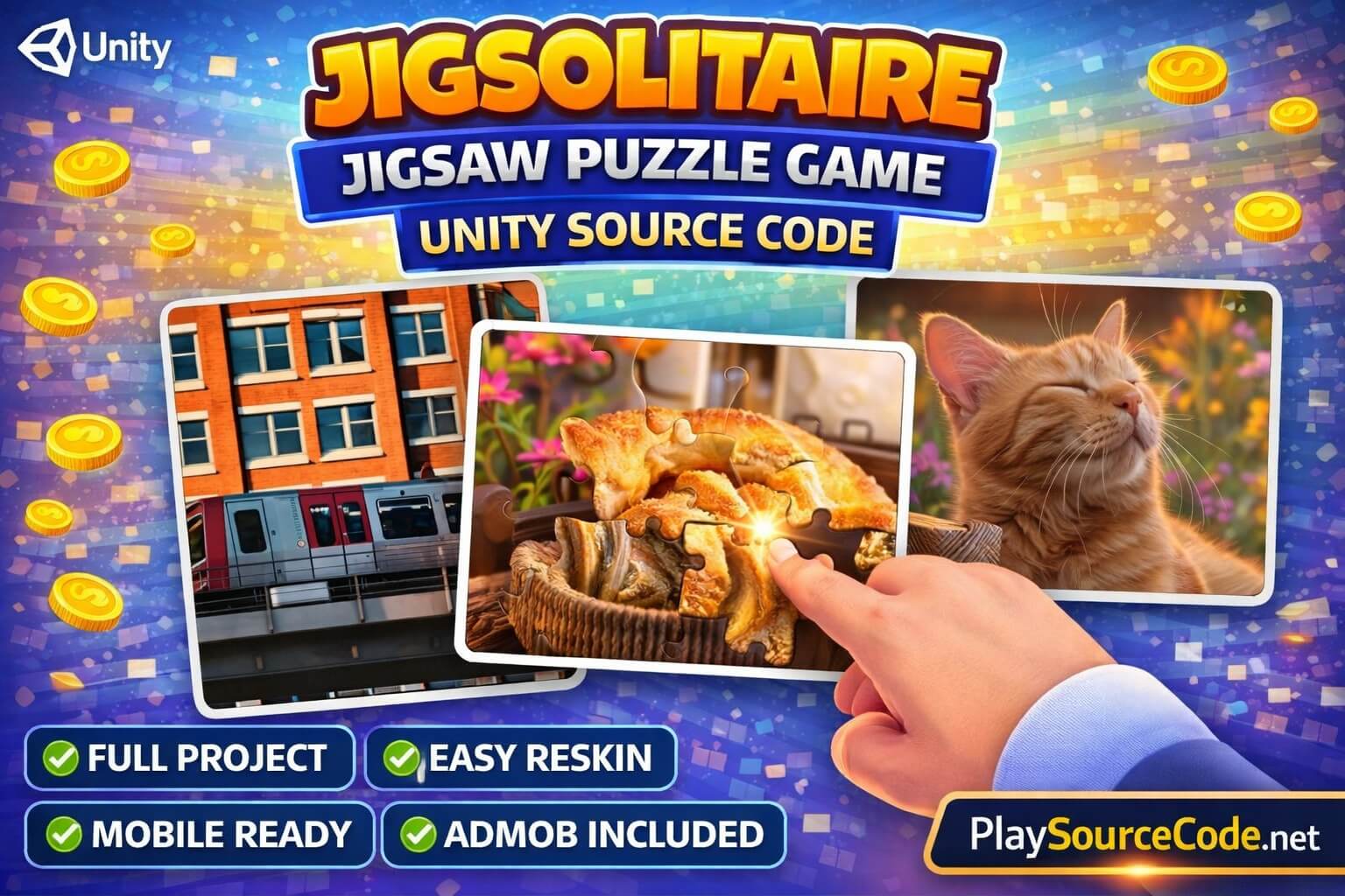 Jigsolitaire Jigsaw Puzzle Game Unity Source Code