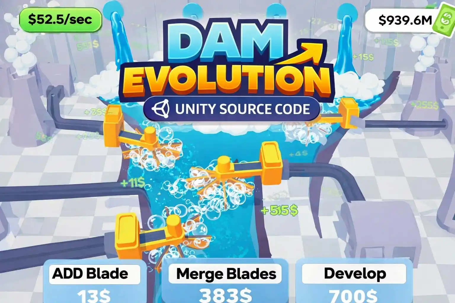 Dam Evolution Unity完整源码水坝建造经营模拟策略手游项目