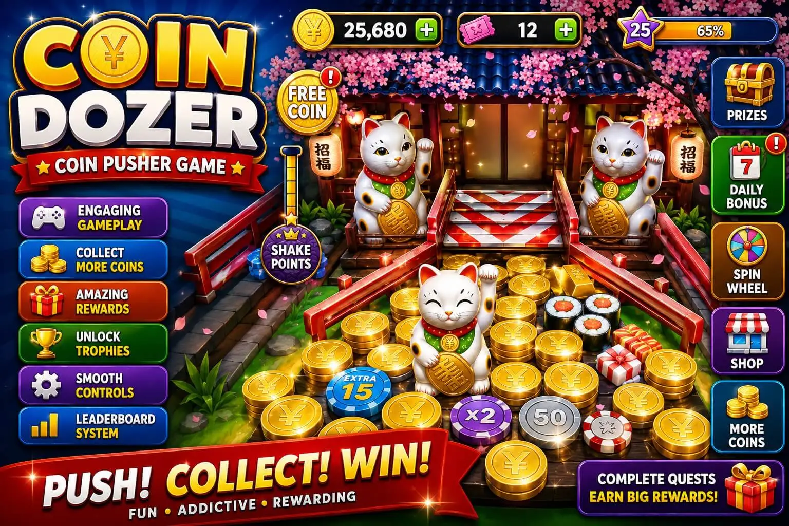 推币机街机模拟游戏 Unity完整源码|Coin Pusher Dozer – Unity Source Code