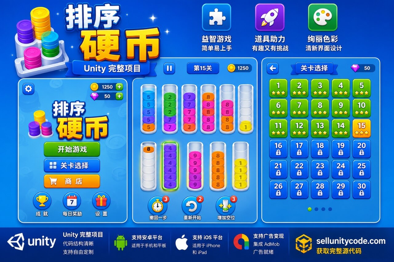 购买 Unity 游戏《Sort The Coin Game》