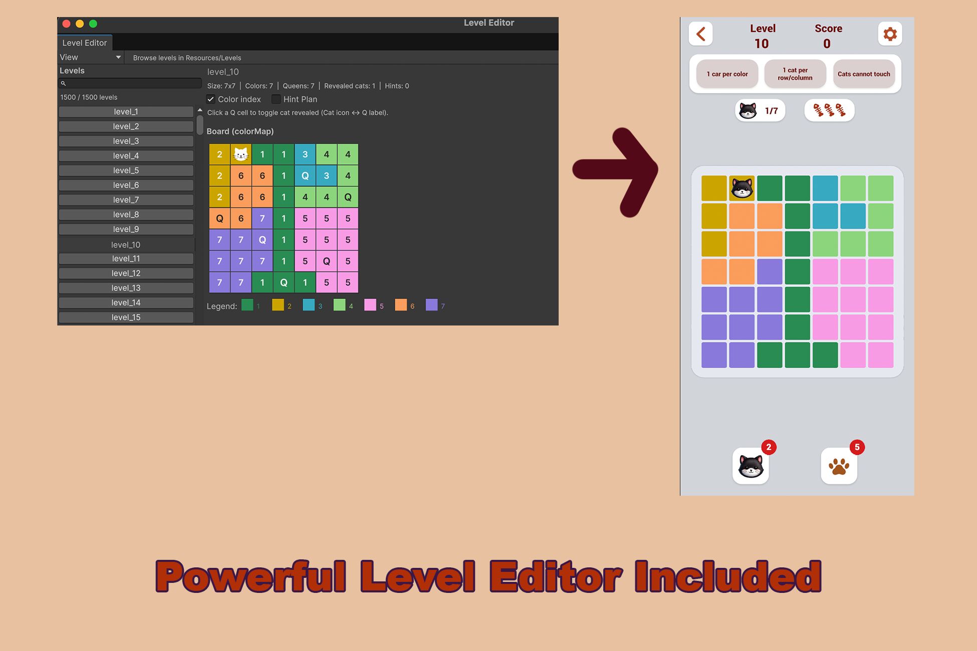 Catdoku —— 包含 1500 个关卡及关卡编辑器的 Unity 项目 - Image 3