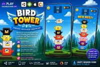 小鸟堆塔挑战 Unity完整源码|Bird Tower Stack – Unity Source Code