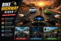 高速摩托赛车竞速游戏 Unity完整源码｜Highway Rider – Unity Source Code