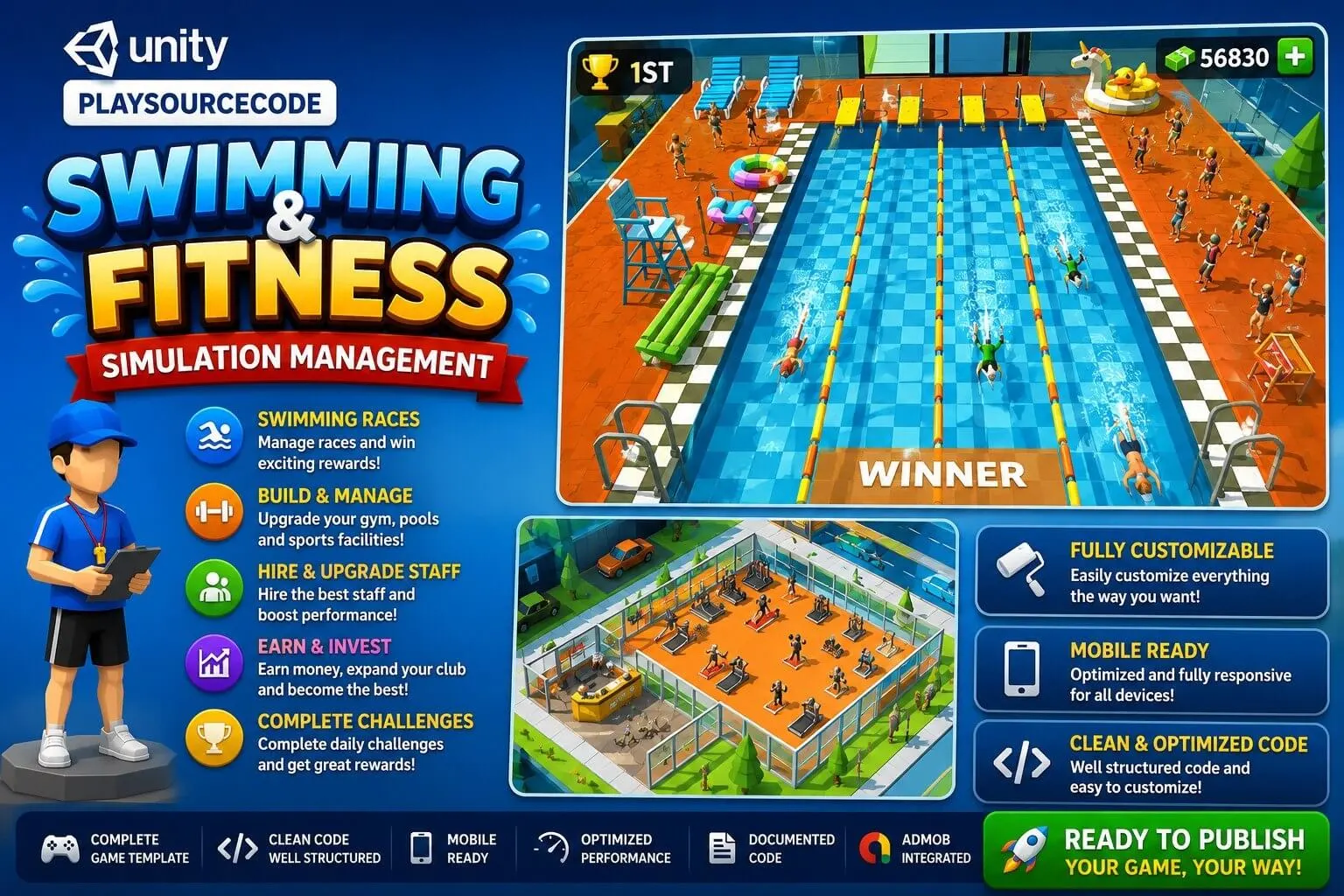 Gym Empire – Unity Source Code 健身房经营模拟游戏 Unity完整源码