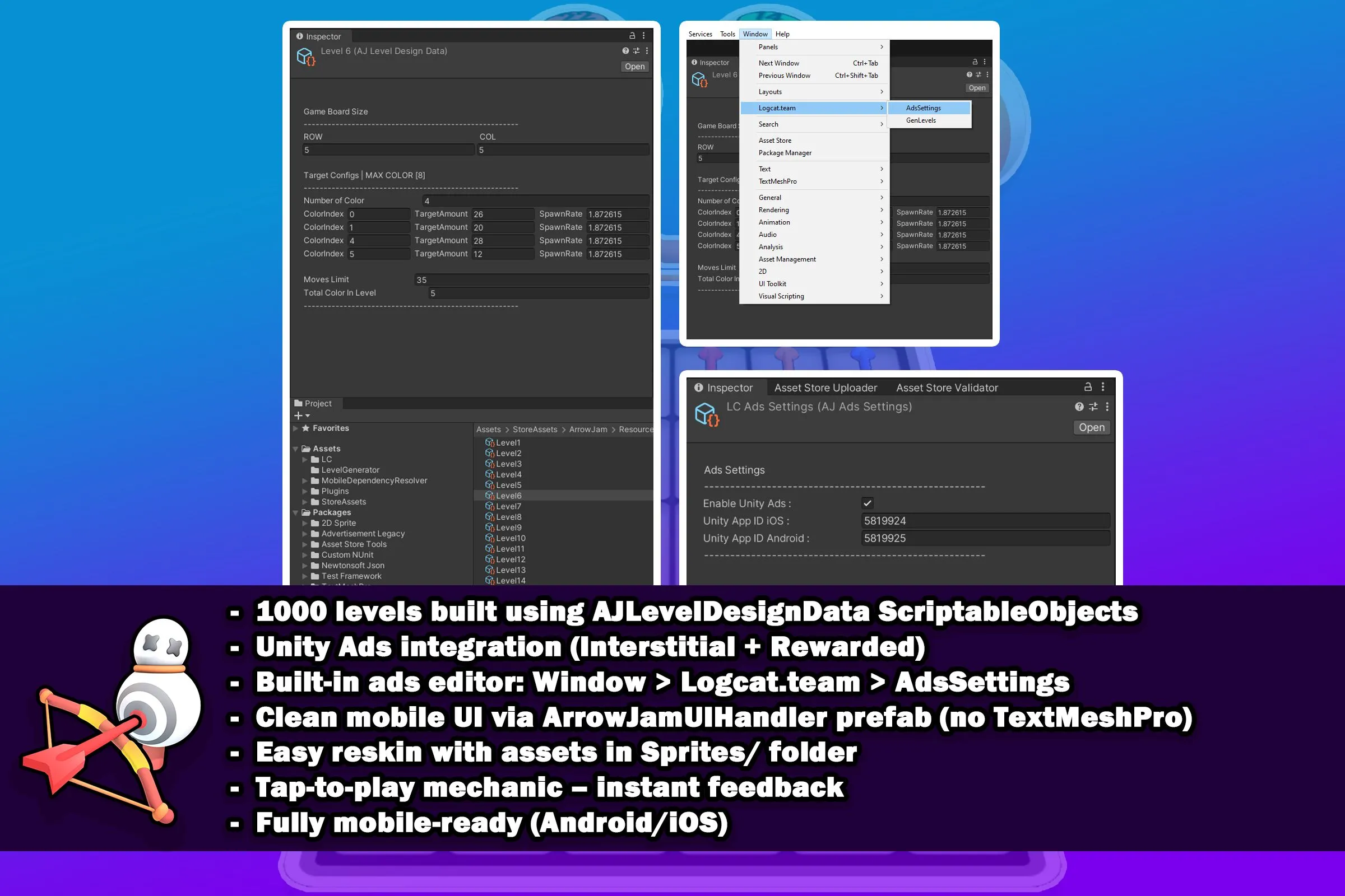 箭头消除射击益智游戏 Unity完整源码|Arrow Jam – Unity Source Code - Image 5
