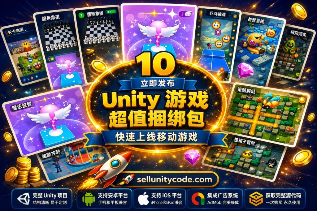 10款Unity手游完整源码合集｜安卓与iOS游戏模板资源包