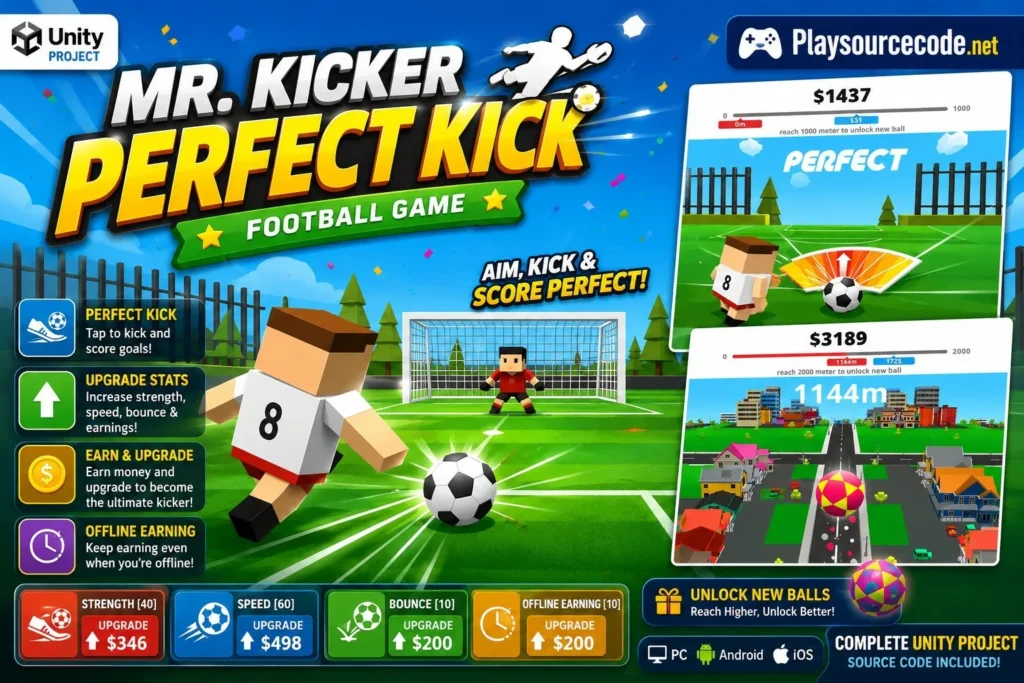 足球远射挑战体育游戏 Unity完整源码|Soccer Kick Challenge – Unity Source Code