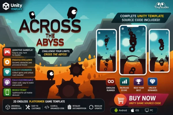 深渊跳跃无尽跑酷游戏 Unity完整源码|Across The Abyss – Android Game Template