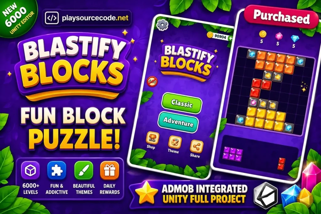方块爆爆乐 Unity源码|消除益智方块游戏完整项目|Block Puzzle手游源码
