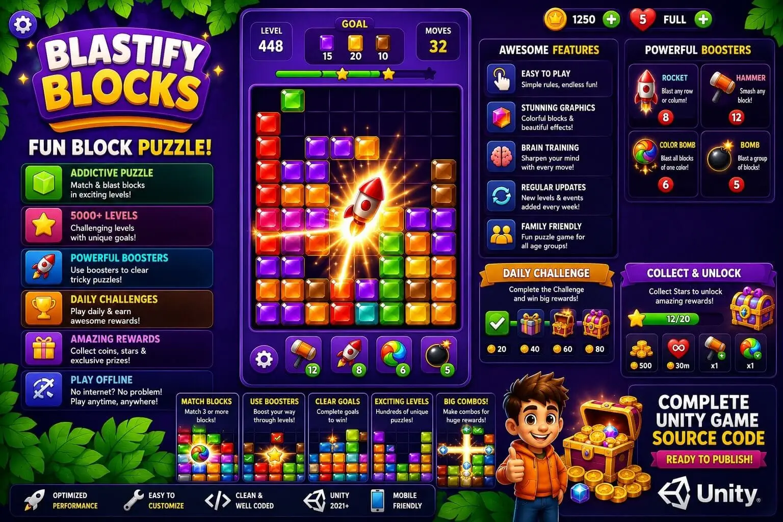 方块爆爆乐 Unity源码|消除益智方块游戏完整项目|Block Puzzle手游源码 - Image 6