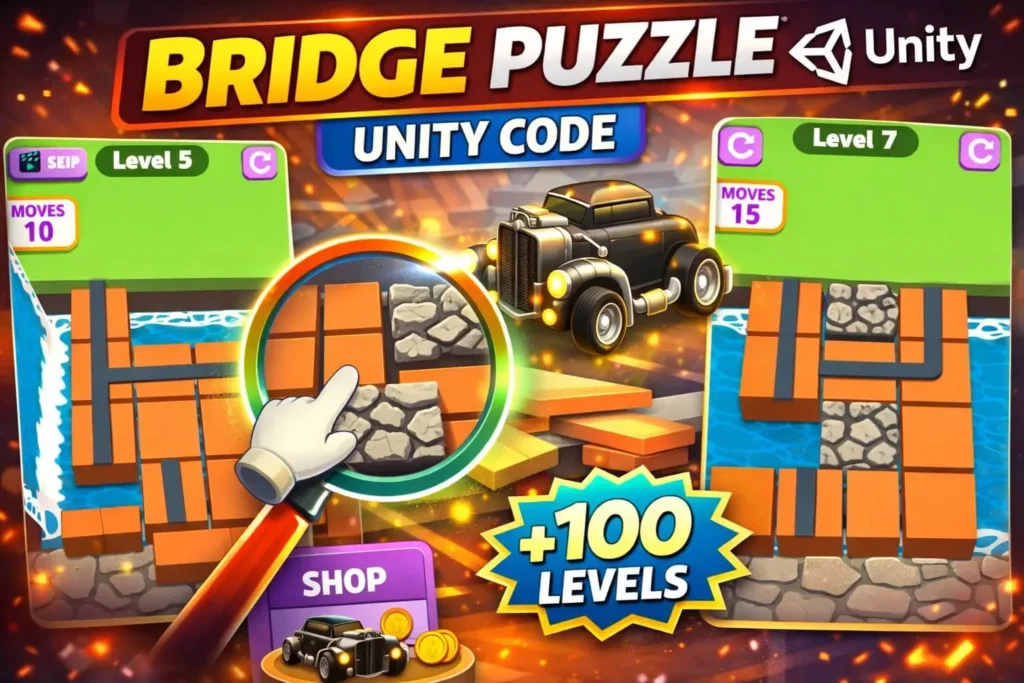 Bridge Puzzle Unity完整源码桥梁建造物理益智手游项目支持安卓iOS
