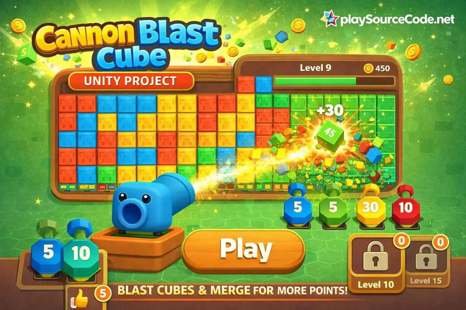 Cannon Blast Cube Unity完整源码方块爆破街机益智手游项目 - Image 2