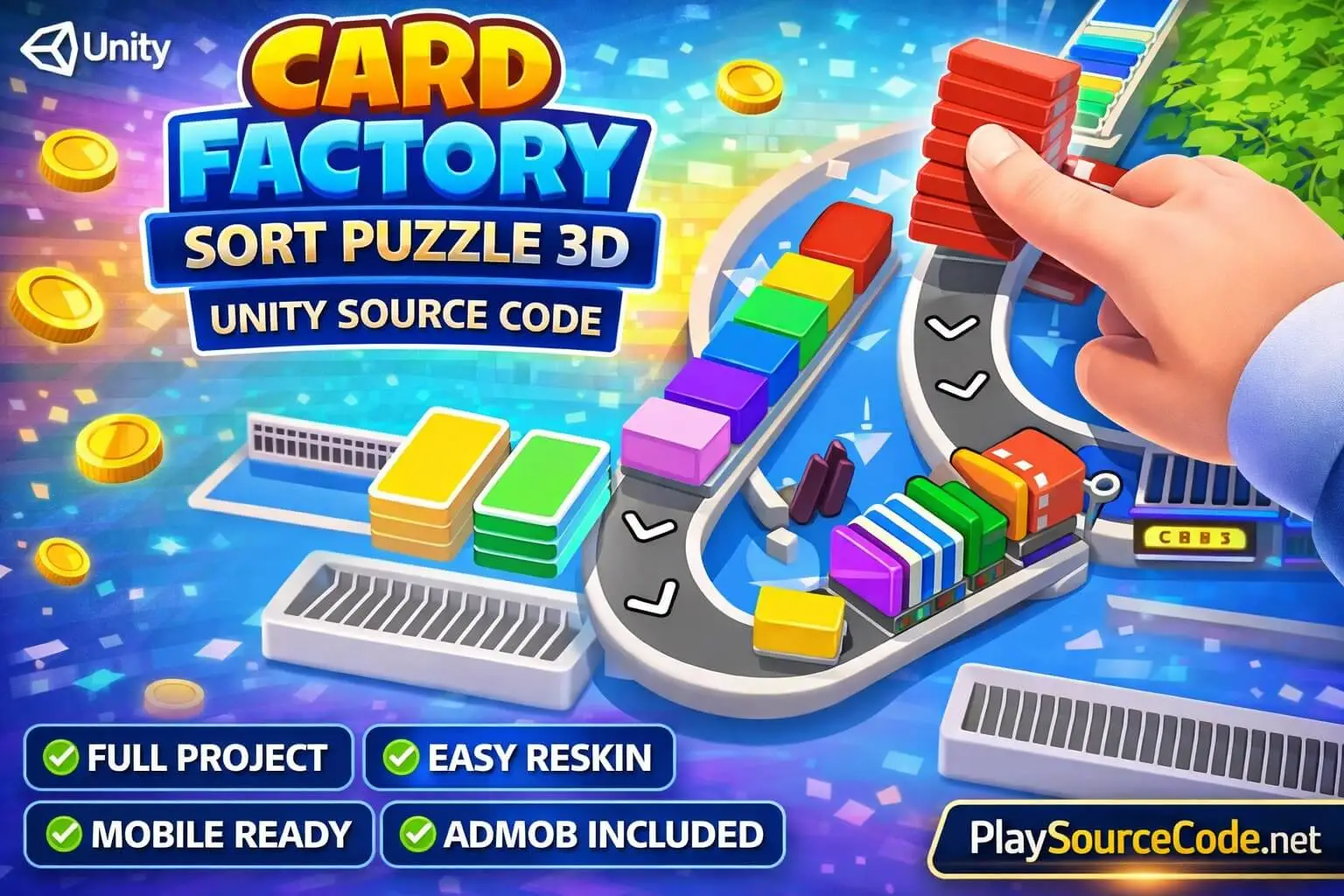 Card Factory Sort 3D Puzzle Unity完整源码卡牌分类排序益智手游项目 - Image 2