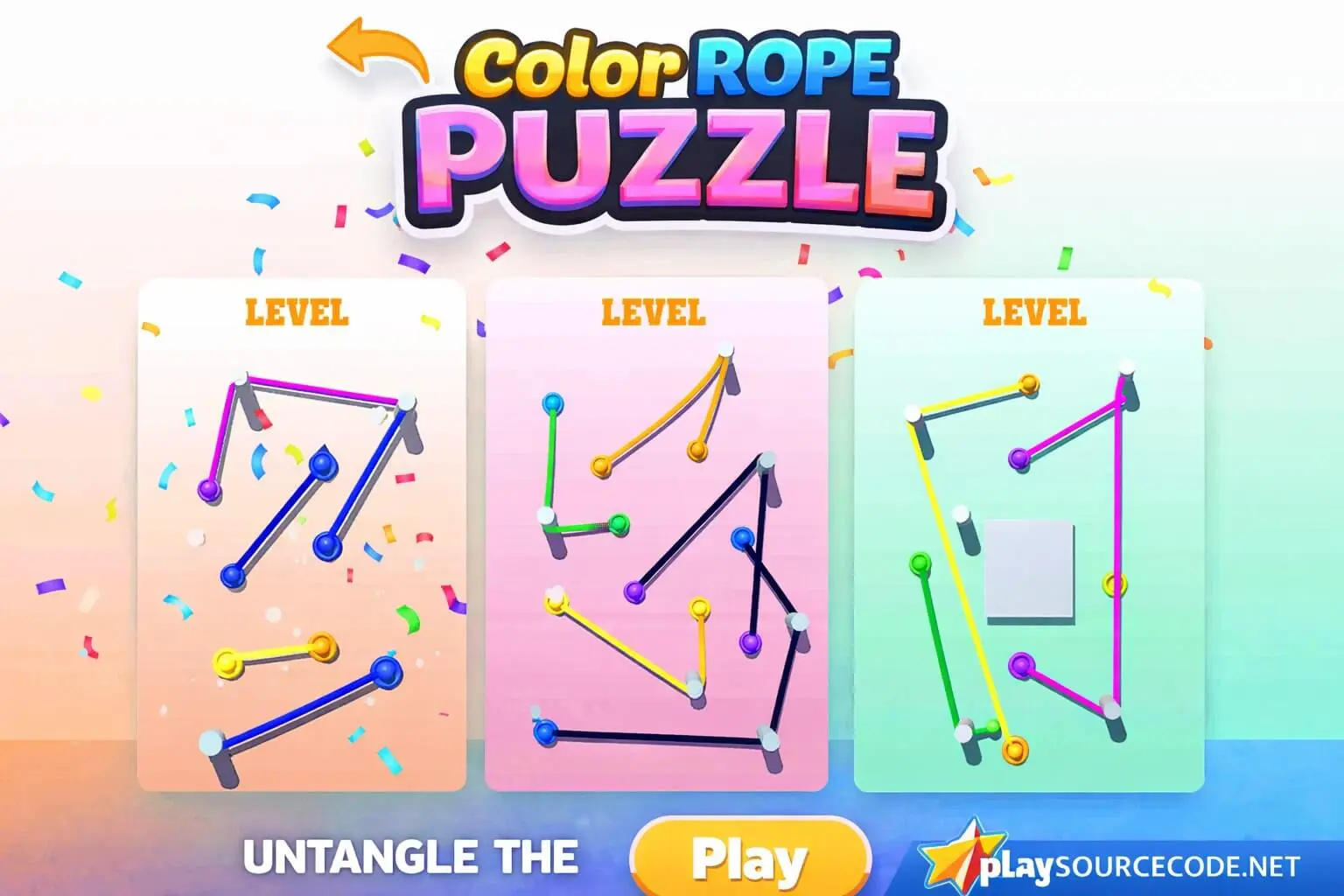 Rope Color Connect Unity完整源码彩绳连接益智闯关手游项目 - Image 2
