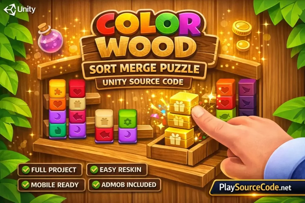 Color Wood Sort Merge Puzzle Unity完整源码木块分类合并益智手游项目