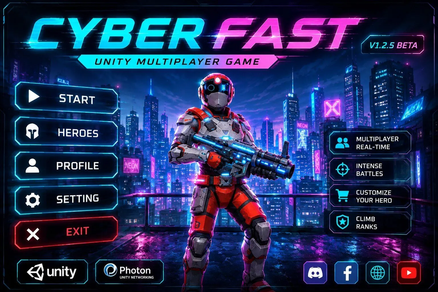 4v4多人英雄射击竞技游戏 Unity完整源码|CyberFast – Unity Source Code - Image 6