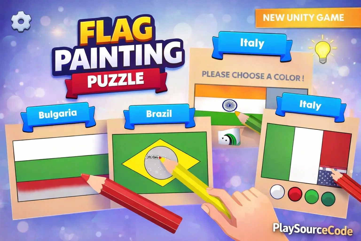 Flag Painting Puzzle Unity完整源码国旗绘画益智教育手游项目 - Image 3