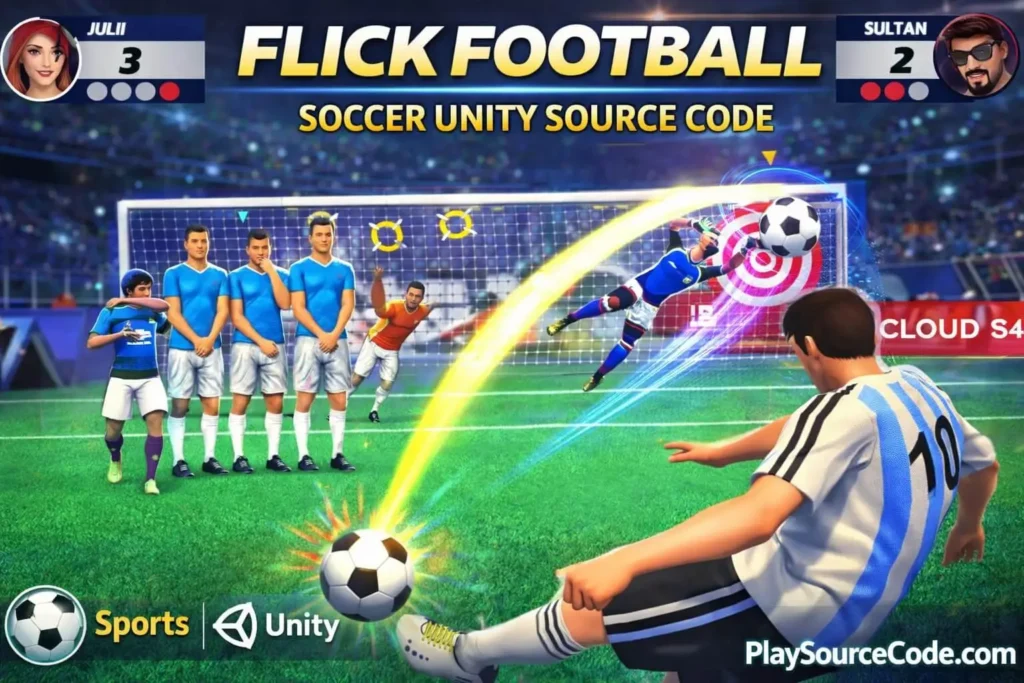 Flick Football Game 3D Unity完整源码足球点球任意球竞技手游项目支持安卓