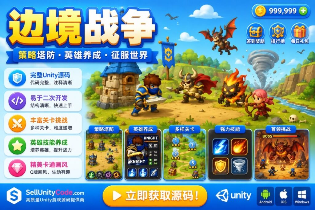 Frontier Wars Unity完整源码塔防策略战争手游项目