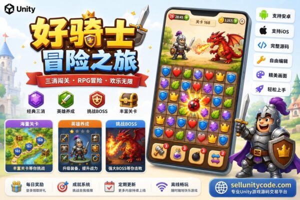 Good Knight Unity完整源码搞笑三消RPG冒险手游项目支持安卓iOS