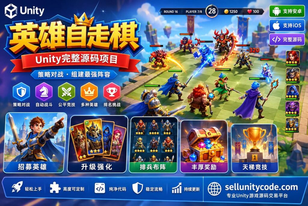 Heroes of Chess Unity完整源码自走棋策略对战手游项目支持安卓iOS