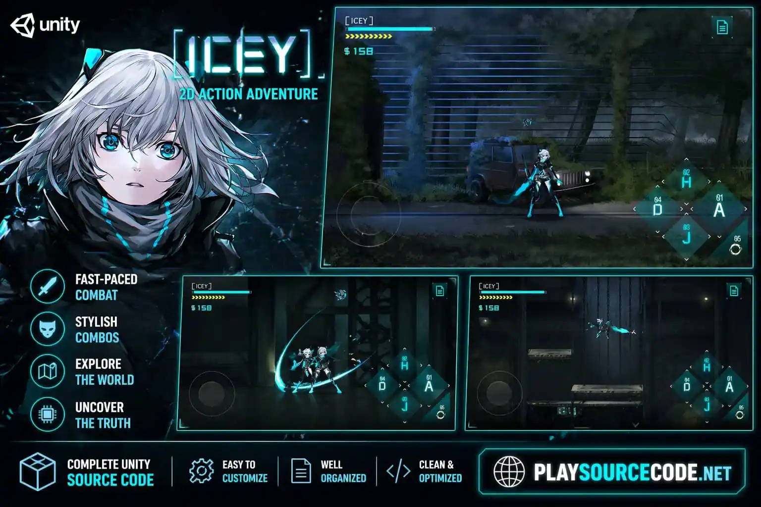 ICEY横版动作Unity完整源码2D科幻格斗手游项目支持安卓iOS - Image 4