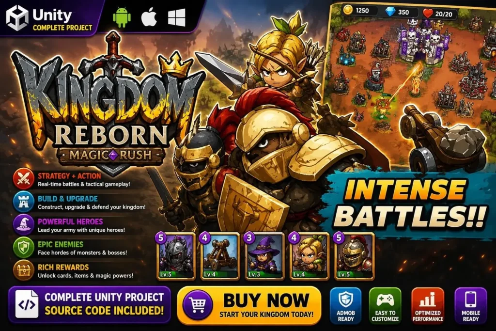 王国重生塔防进攻策略游戏 Unity完整源码｜Kingdom Reborn – Unity Source Code