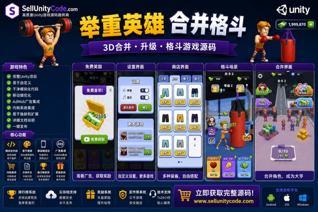 Lifting Hero Merge Fighting Unity完整源码合成格斗动作手游项目
