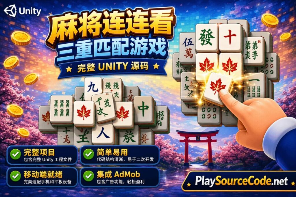 Mahjong Tile Triple Match Game Unity Source Code