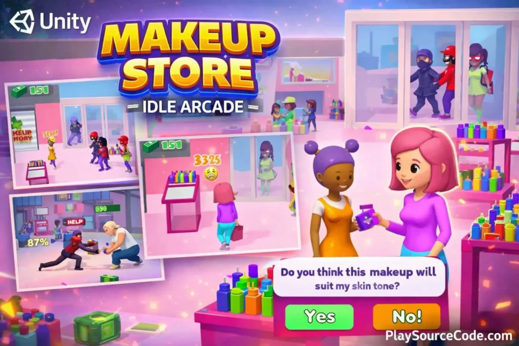 Makeup Store Tycoon Unity完整源码美妆店经营模拟手游项目支持安卓iOS