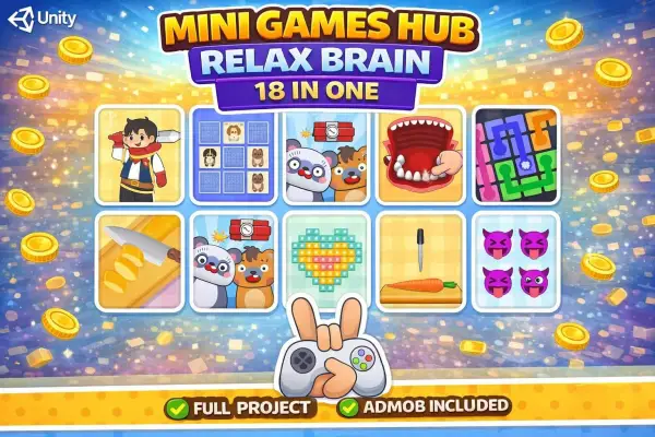 Mini Game Hub Unity完整源码18款休闲小游戏合集项目支持安卓iOS