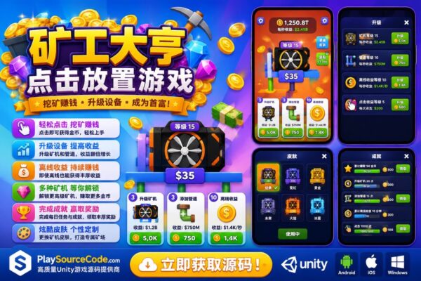 Mining Clicker Idle Unity完整源码放置挖矿点击手游项目