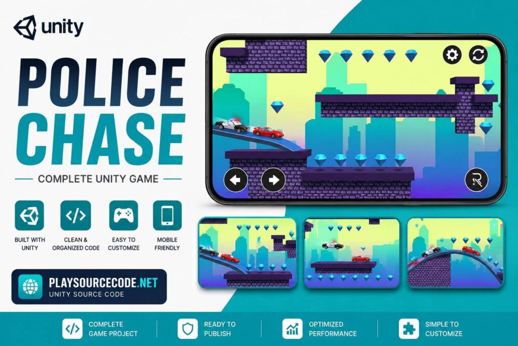 警车追逐赛车游戏 Unity完整源码｜Police Chase – Unity Source Code