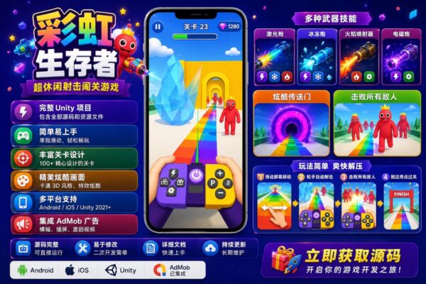 Rainbow Friends Monster Defense Unity完整源码彩虹怪物防御闯关手游项目