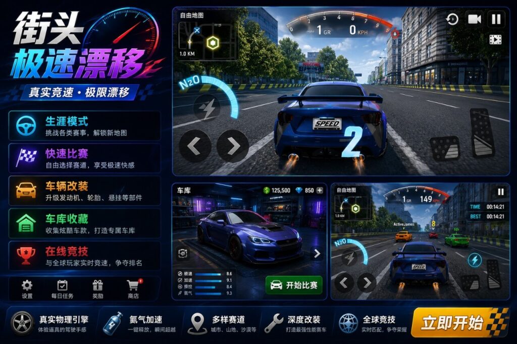 Street Racing Drift Unity完整源码3D街头漂移赛车手游项目