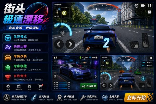 Street Racing Drift Unity完整源码3D街头漂移赛车手游项目
