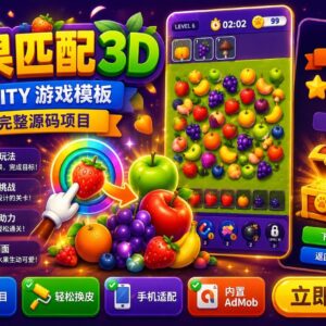 Triple Match Fruits Unity完整源码水果三消休闲益智手游项目
