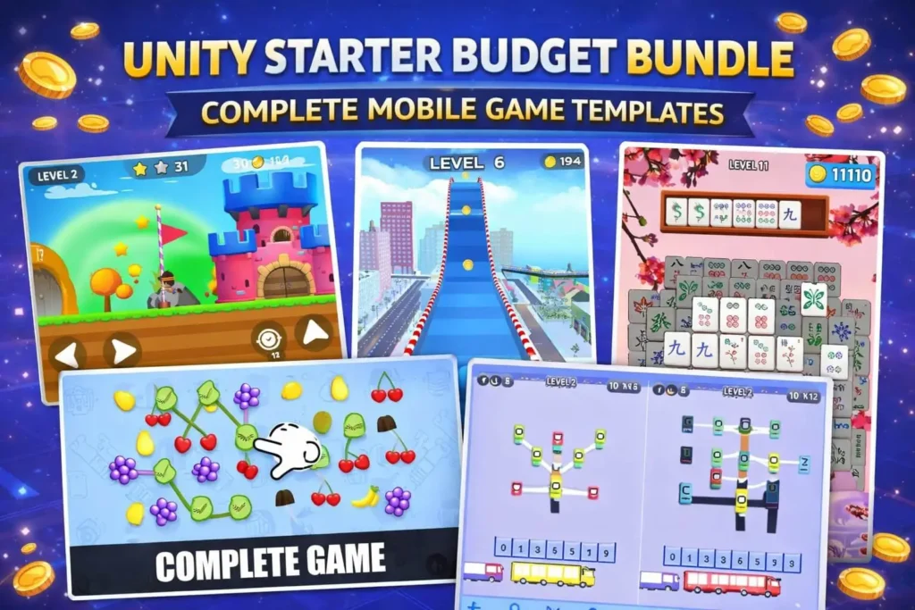 Unity Starter Budget Bundle｜5款完整Unity手游源码合集｜安卓游戏模板资源包