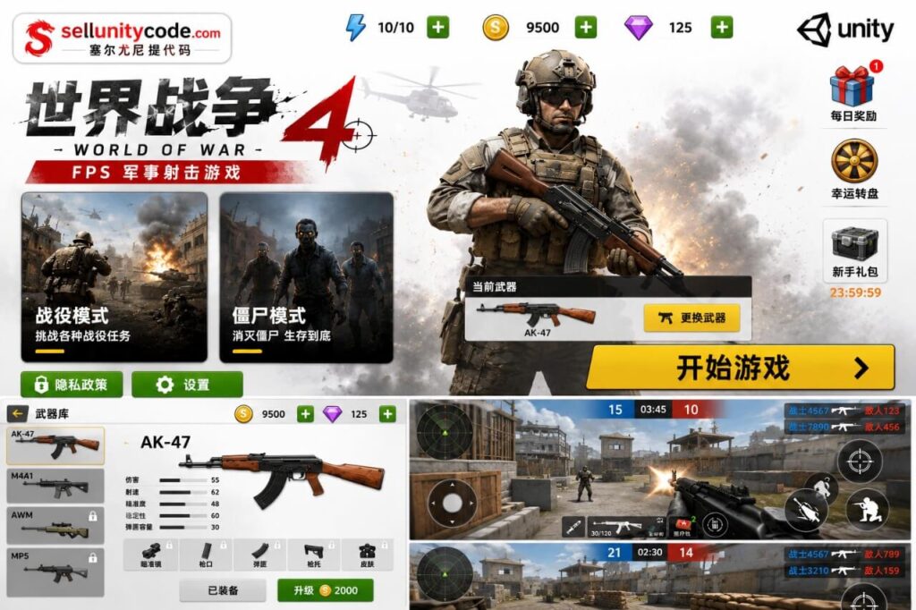 世界战争FPS军队Unity完整源码二战射击手游项目支持安卓iOS