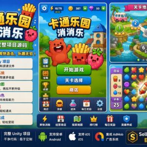 卡通英雄消除冒险Unity完整源码三消RPG手游项目支持安卓iOS