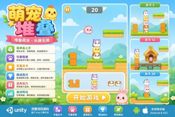 堆叠兔子冒险Unity完整源码休闲益智手游项目支持安卓iOS