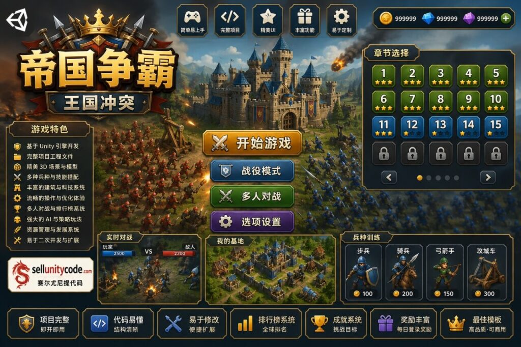 帝国宝石冒险益智游戏Unity完整源码