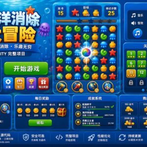 海洋爆破三消益智游戏Unity完整源码