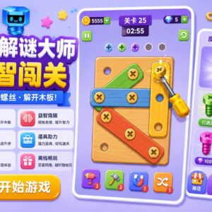 螺丝木板解谜Unity完整源码益智手游项目支持安卓iOS