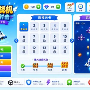 霓虹战机Unity完整源码太空射击手游项目支持安卓iOSWebGL