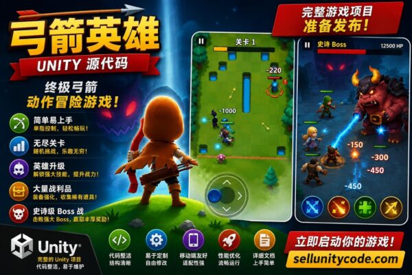 《弓箭传说》(Archero)Unity 源代码 —— Roguelike 弓箭射击游戏,包含技能、地下城及广告系统