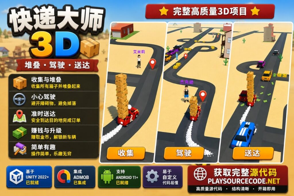 《Deliver It 3D》游戏 Unity 3D 源代码
