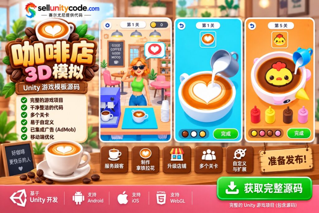 咖啡店 3D Unity 源代码